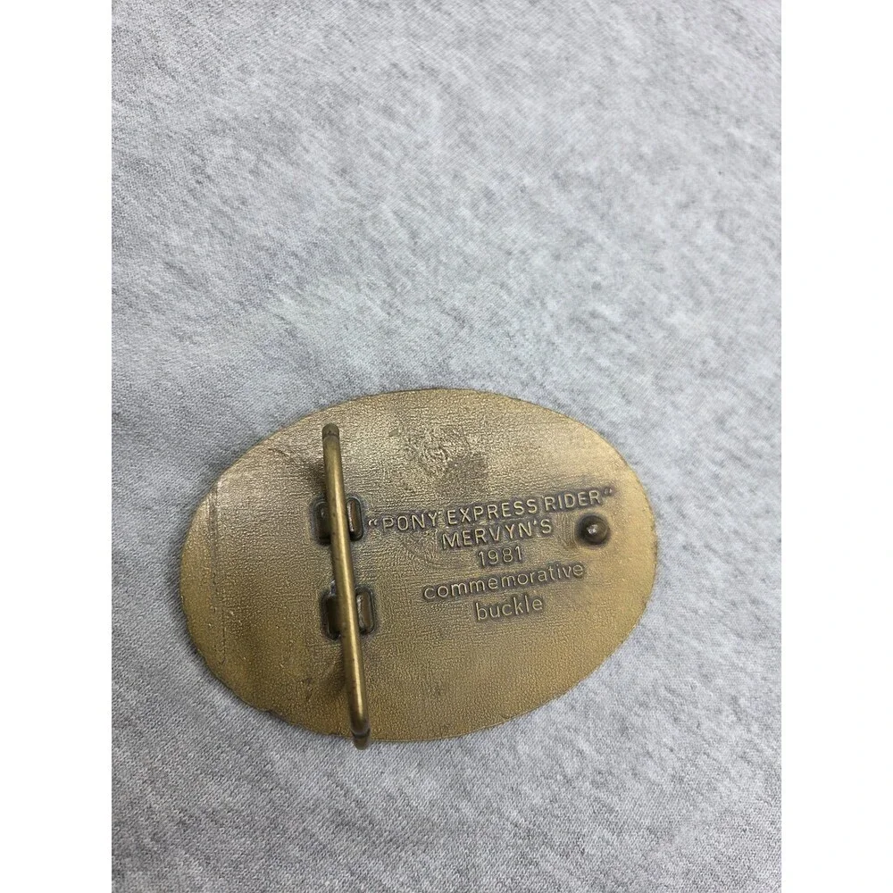 1981 Mervyns Stallion Pony Express Solid Brass Belt Buckle